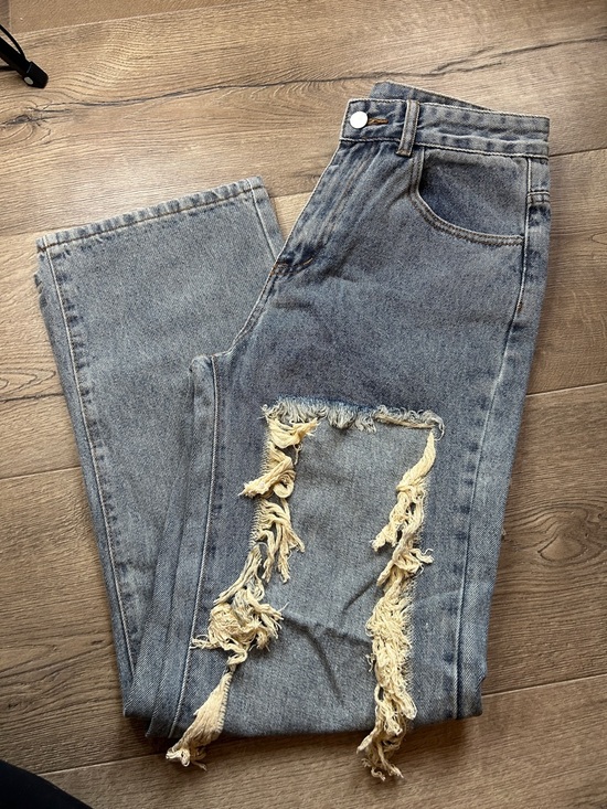 Denim - Straight Leg Women's Jeans in Distressed Light Blue